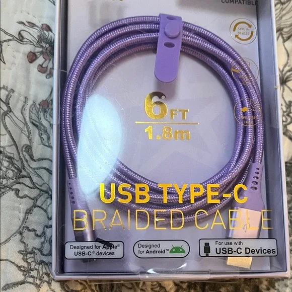 Lavender Braided USB Type-C Cable - Picture 1 of 2